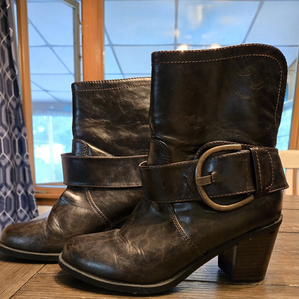 Maurices Brown Heeled Boots with Stacked Heel